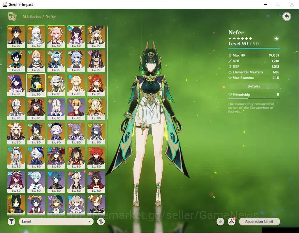 Genshin Impact Accounts ASIA|AR60|Endgame|PremTim Nefer,Zibai,Mavu|21Limit image 13