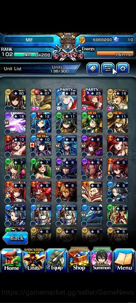Grand Summoners Accounts Global|Rank 102|22 Ascend+10 TW|[Inumuta,Fen,Madok image 5