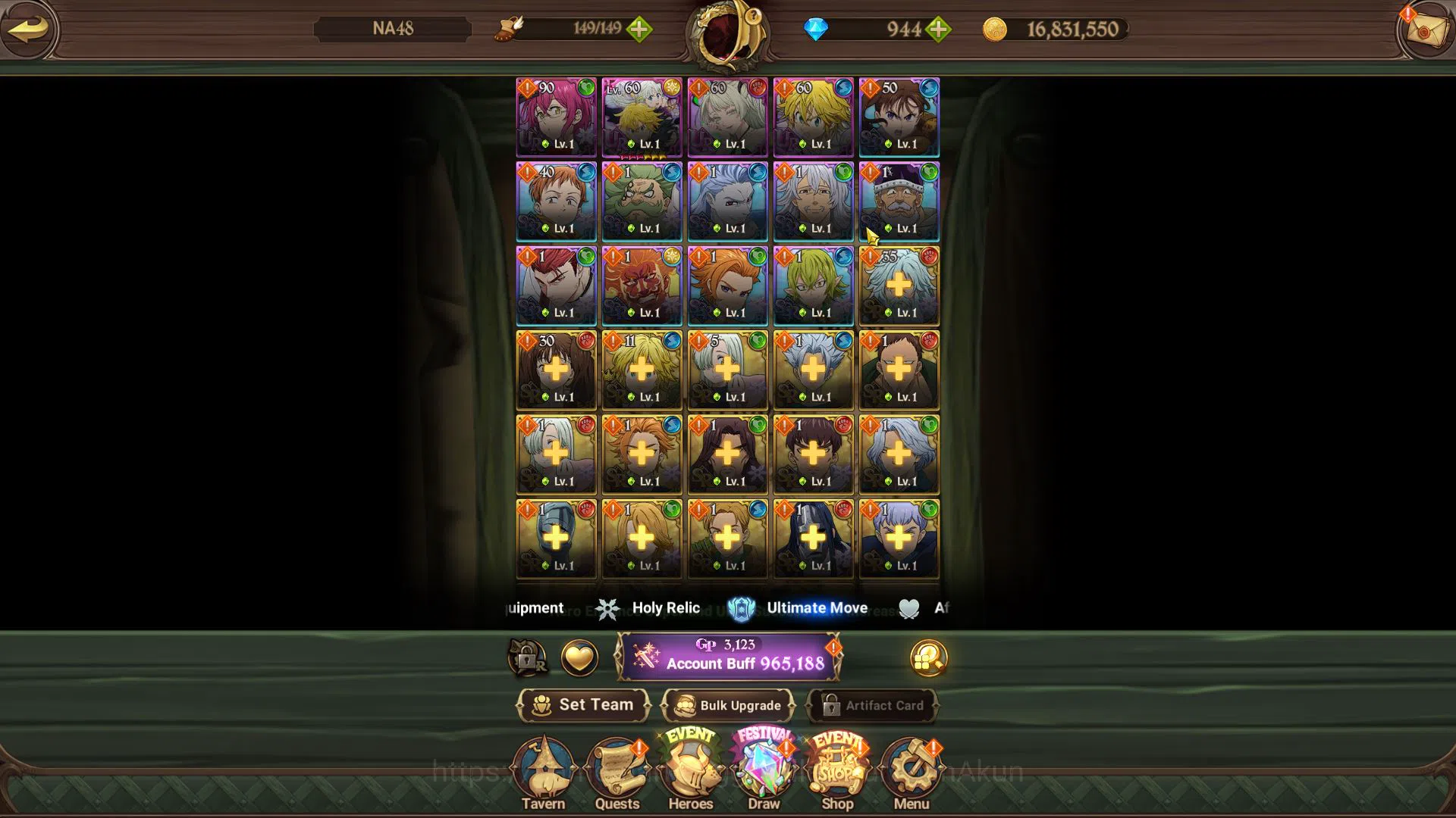 The Seven Deadly Sins: Grand Cross Accounts Global | 965K CC | Starter | CH 4 | 3 UR + 944 Dm  image 2