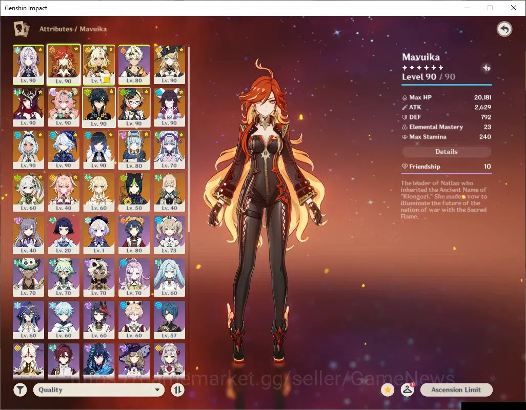 Genshin Impact Accounts ASIA|AR58|PremTeam Mavuika|15 Limited+7 (*5Weapon) image 4