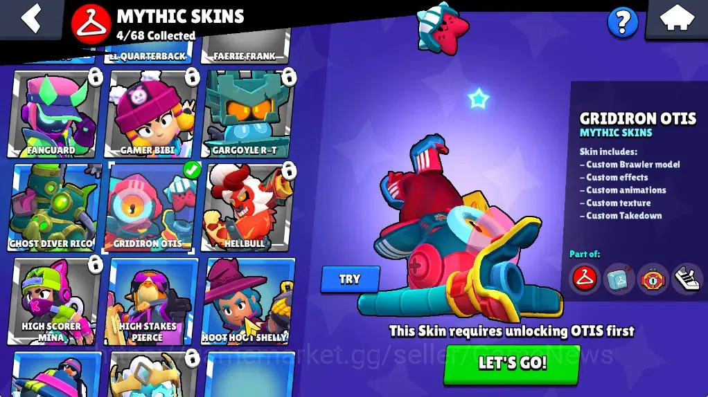Brawl Stars Accounts 1018 Trophy|18 Brawlers 2 Max (Pierce,Edgar)|10k Bling 6k PP|1 Legendary (Tusked Nita),4 Mythic,2 11