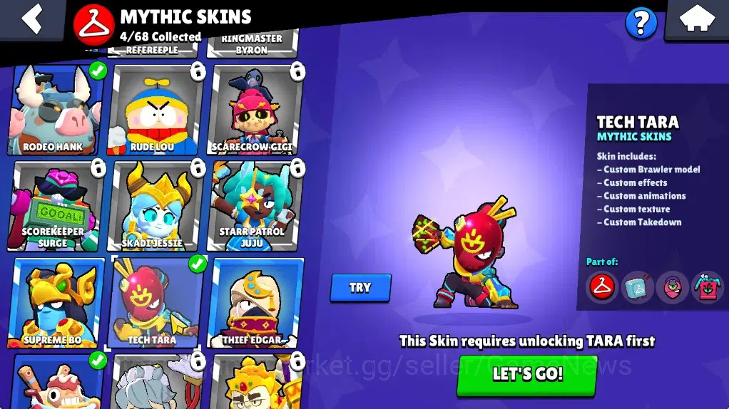 Brawl Stars Accounts 1018 Trophy|18 Brawlers 2 Max (Pierce,Edgar)|10k Bling 6k PP|1 Legendary (Tusked Nita),4 Mythic,2 13