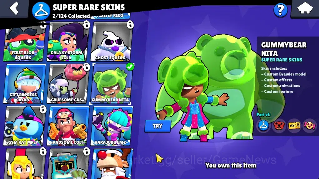 Brawl Stars Accounts 1018 Trophy|18 Brawlers 2 Max (Pierce,Edgar)|10k Bling 6k PP|1 Legendary (Tusked Nita),4 Mythic,2 17