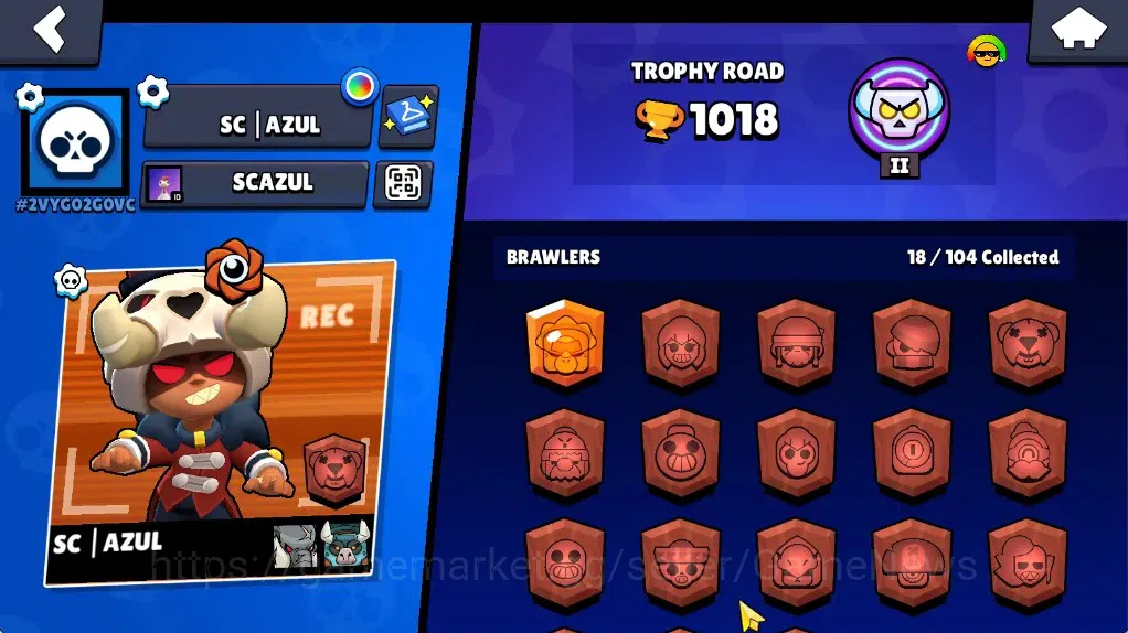 Brawl Stars Accounts 1018 Trophy|18 Brawlers 2 Max (Pierce,Edgar)|10k Bling 6k PP|1 Legendary (Tusked Nita),4 Mythic,2 2