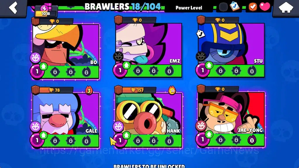 Brawl Stars Accounts 1018 Trophy|18 Brawlers 2 Max (Pierce,Edgar)|10k Bling 6k PP|1 Legendary (Tusked Nita),4 Mythic,2 9