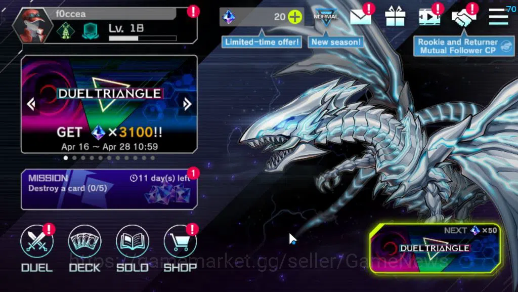 Yu-Gi-Oh! Master Duel Accounts Lv 18|20 Deck|VSK9,Dracotail,Radiant,Yummys,Dragot image 1