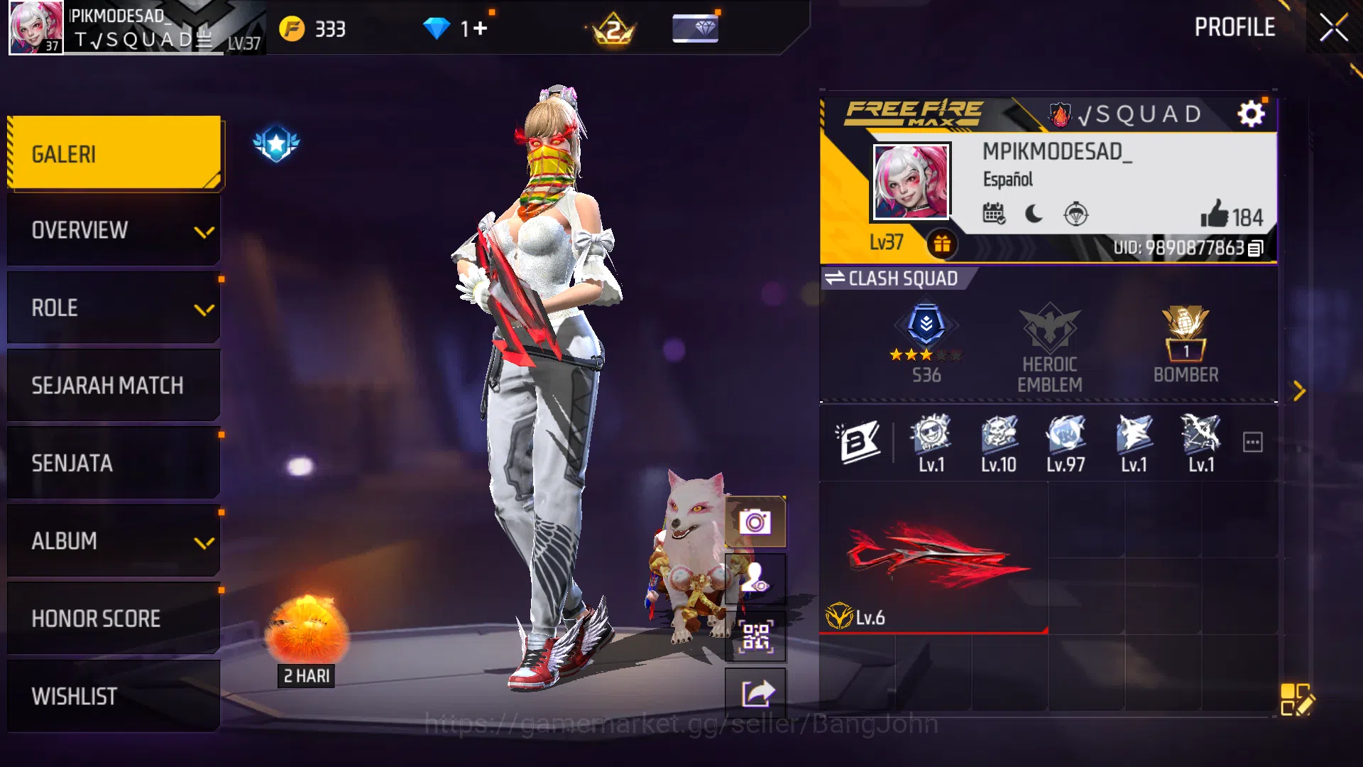 Free Fire Accounts  Indonesia | Evo Sg M1014 Scorpio Lvl 6|Bundle Ita image 12