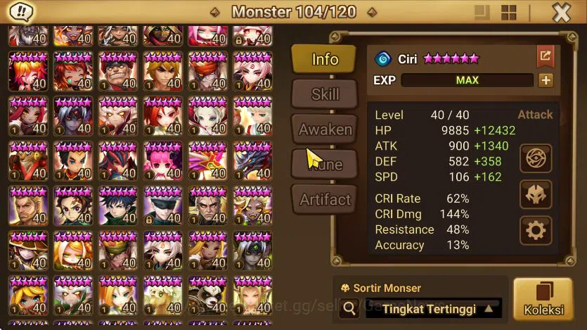 Summoners War: Sky Arena Accounts End-Game ASIA + SUPER GACHA 2 DL(Eleanor+nigong)|100+ Nat5|Many Skin&Aura|77 LD Scroll 8
