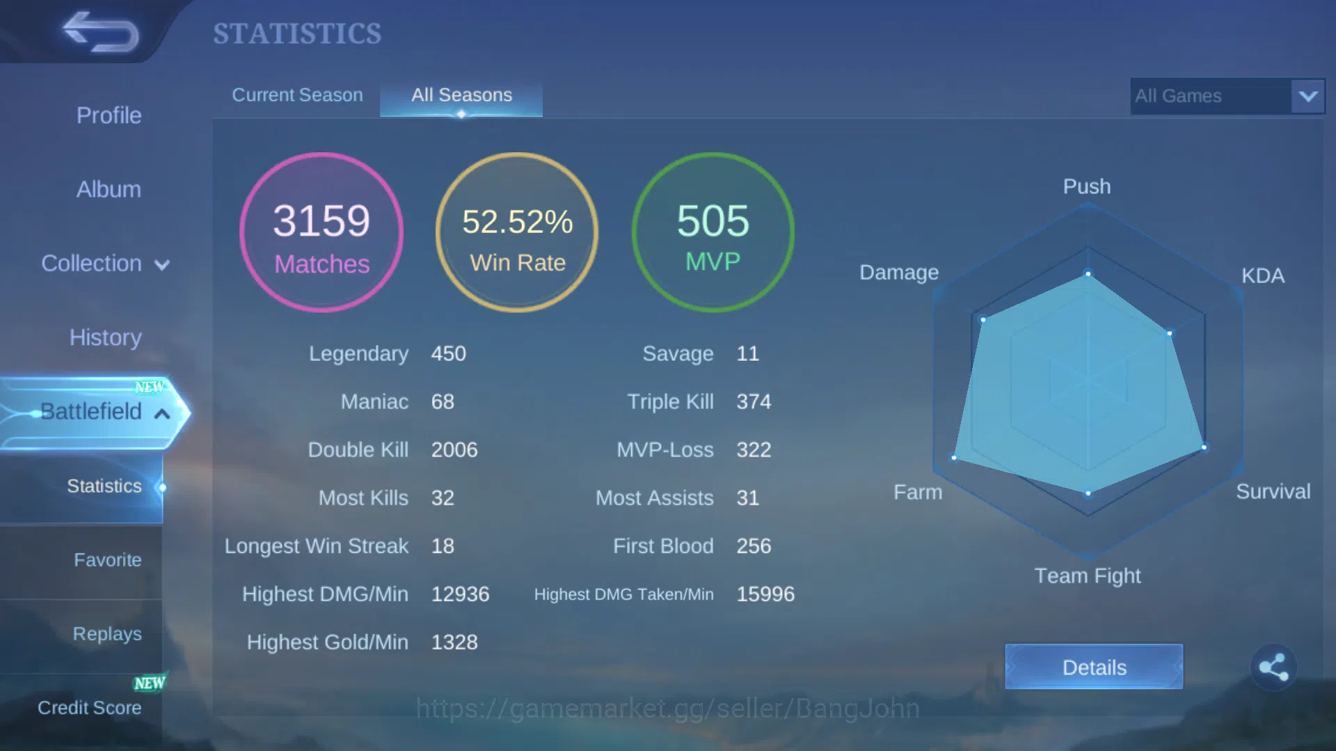 Mobile Legends: Bang Bang Accounts Hero 91 | Skin 180 | Emblem Max 4 | Prime Claude | image 3