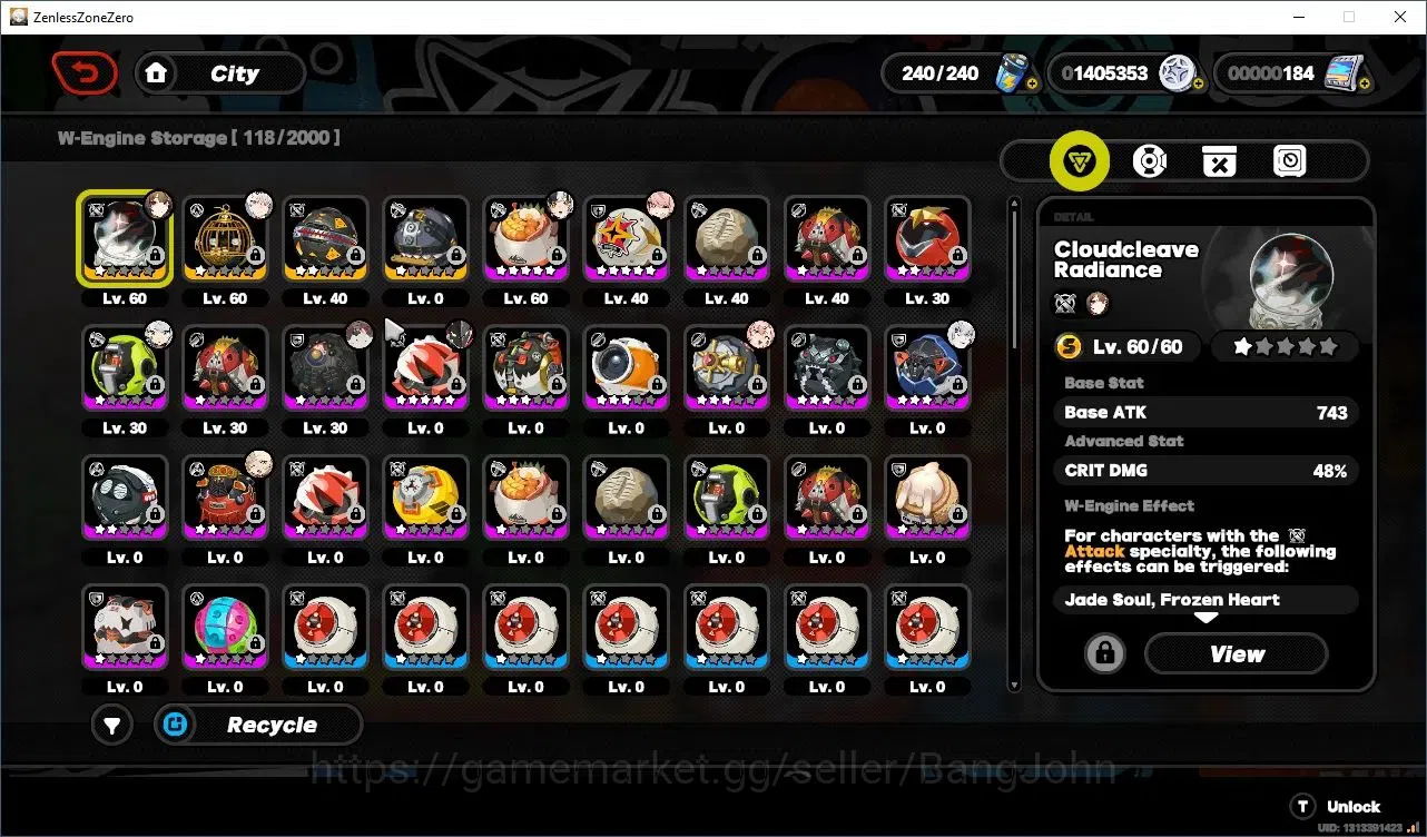 Zenless Zone Zero Accounts Starter ASIA|IK 54|4 Limited [YSG+sign,Yixuan+Sign.Dailyn,Zhao]|1 Skin|8 S-Rank Bangboo|Mc 17