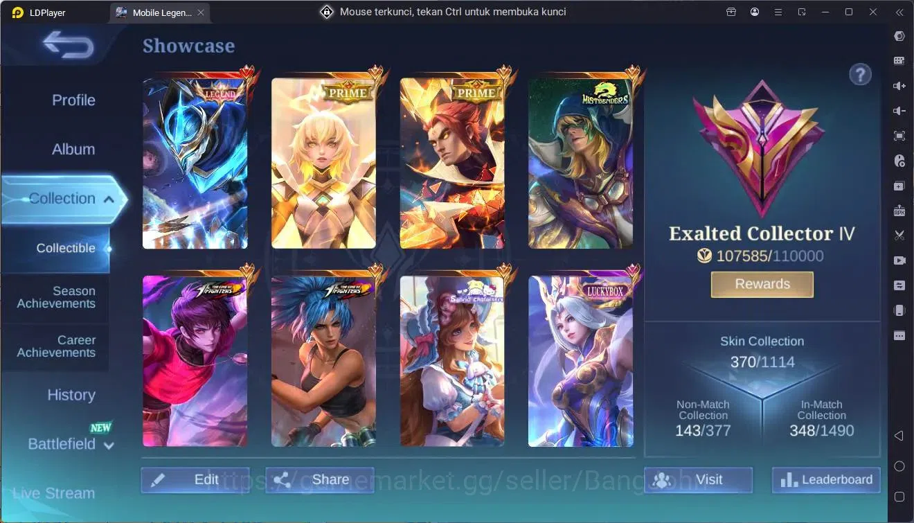 Mobile Legends: Bang Bang Accounts Global|Hero 133|Skin 370|Exalted|Legend Gusion|Pri image 2