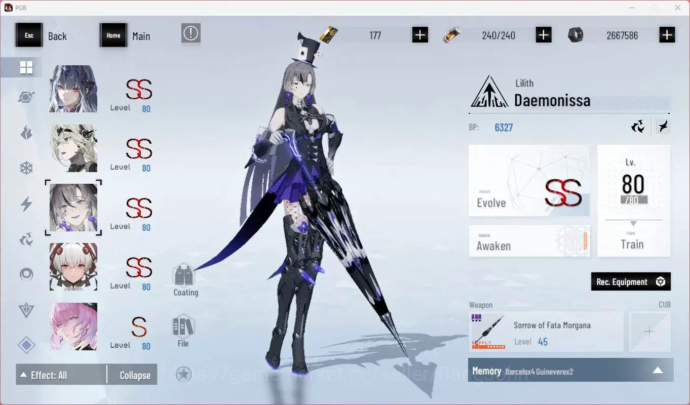 Punishing: Gray Raven Accounts End-Game ASIA | L90|SSS Vera R,SSS Yata F,(SS Lucia CW,SS Lucia IC,SS Selena P,SS Teddy 11