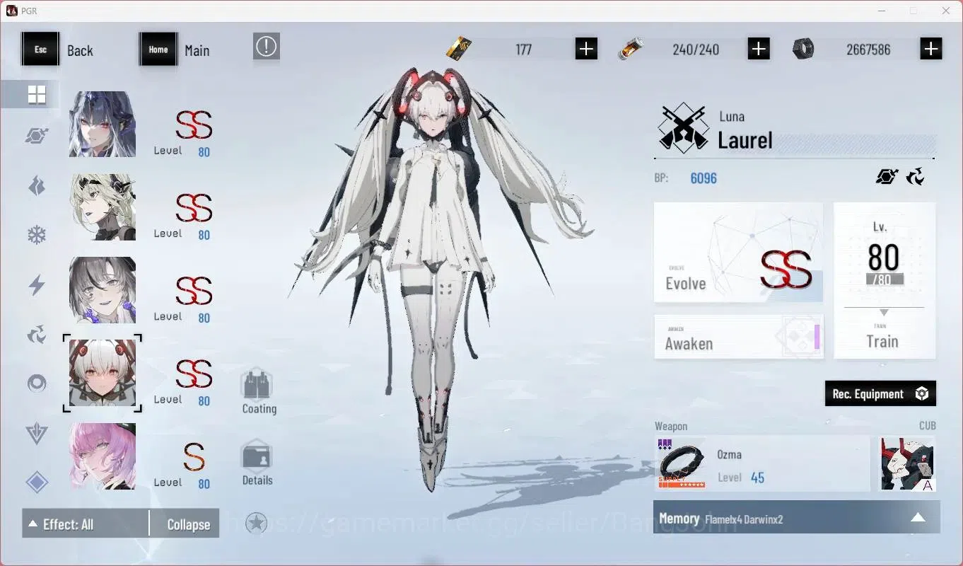Punishing: Gray Raven Accounts End-Game ASIA | L90|SSS Vera R,SSS Yata F,(SS Lucia CW,SS Lucia IC,SS Selena P,SS Teddy 12
