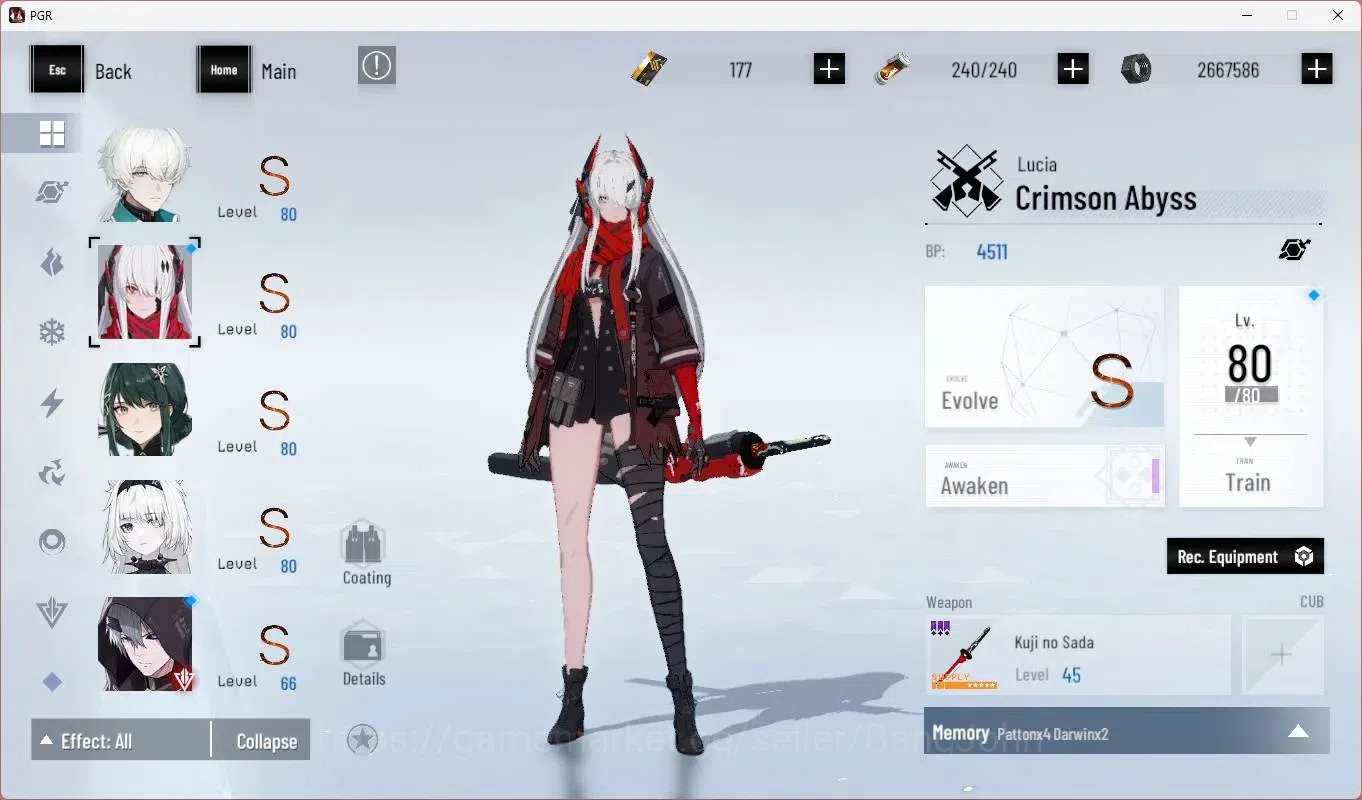 Punishing: Gray Raven Accounts End-Game ASIA | L90|SSS Vera R,SSS Yata F,(SS Lucia CW,SS Lucia IC,SS Selena P,SS Teddy 15