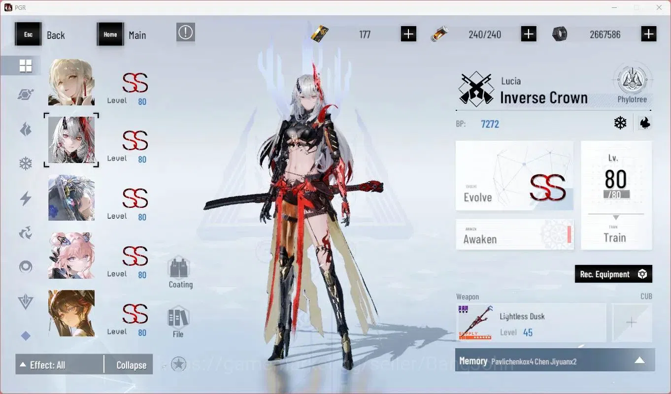 Punishing: Gray Raven Accounts End-Game ASIA | L90|SSS Vera R,SSS Yata F,(SS Lucia CW,SS Lucia IC,SS Selena P,SS Teddy 5