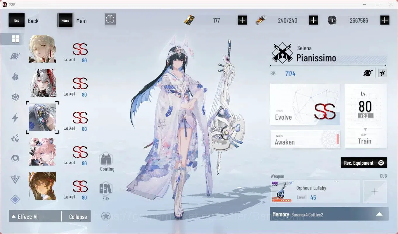Punishing: Gray Raven Accounts End-Game ASIA | L90|SSS Vera R,SSS Yata F,(SS Lucia CW,SS Lucia IC,SS Selena P,SS Teddy 6