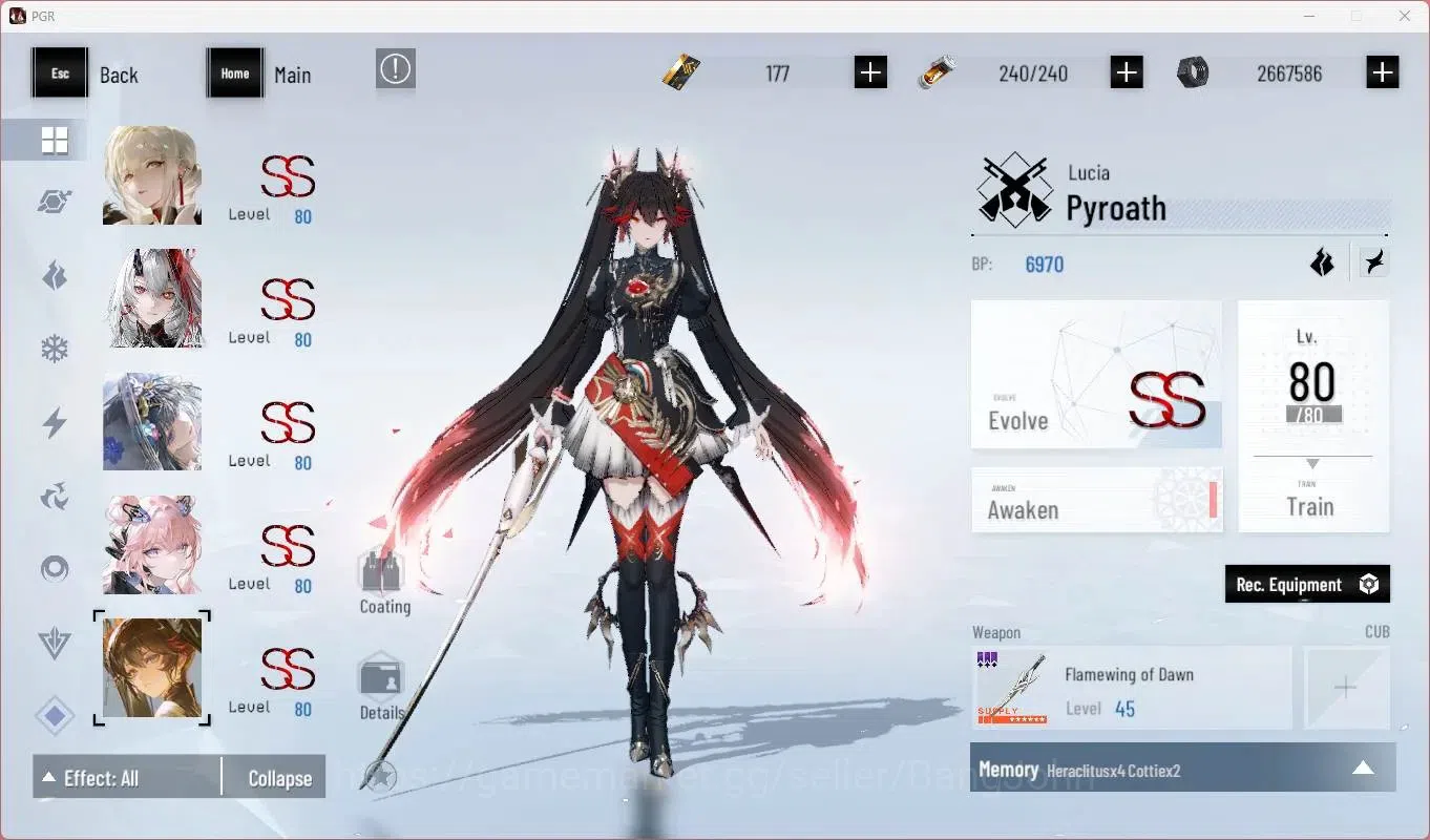Punishing: Gray Raven Accounts End-Game ASIA | L90|SSS Vera R,SSS Yata F,(SS Lucia CW,SS Lucia IC,SS Selena P,SS Teddy 8