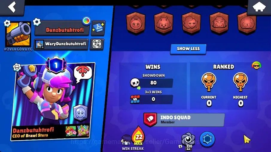 Brawl Stars Accounts 1173 Trophy|20 Brawlers 2 Max Lvl [Edgar,Shelly]|1 Prestige|13 Skin|2 Epic [Stellar Shelly] 2 SR|CN 4