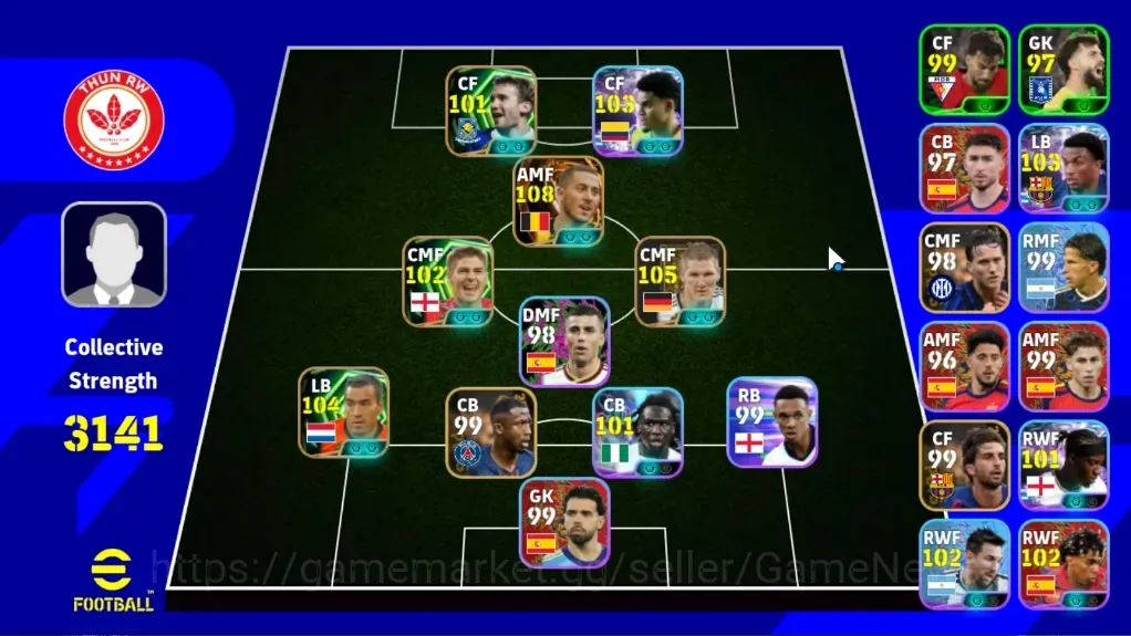 eFootball Accounts Legends & Iconic Players Android|Power 3141|Big Time Eden Hazard|Epic B Schweinsteiger,G van 1