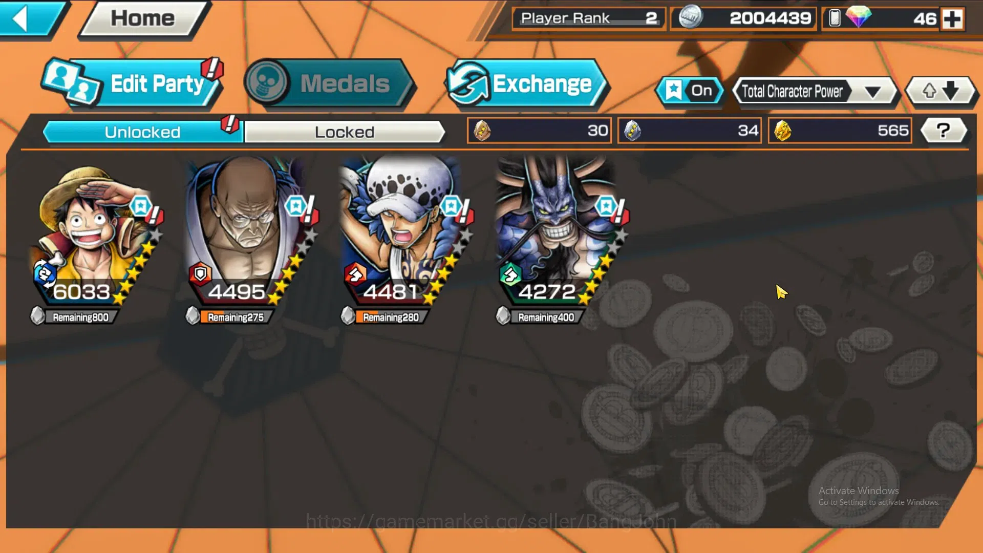 One Piece Bounty Rush Accounts GLOBAL|GF 565|4Ex|Monkey D Luffy,St Nusjuro,Law,Ka image 10