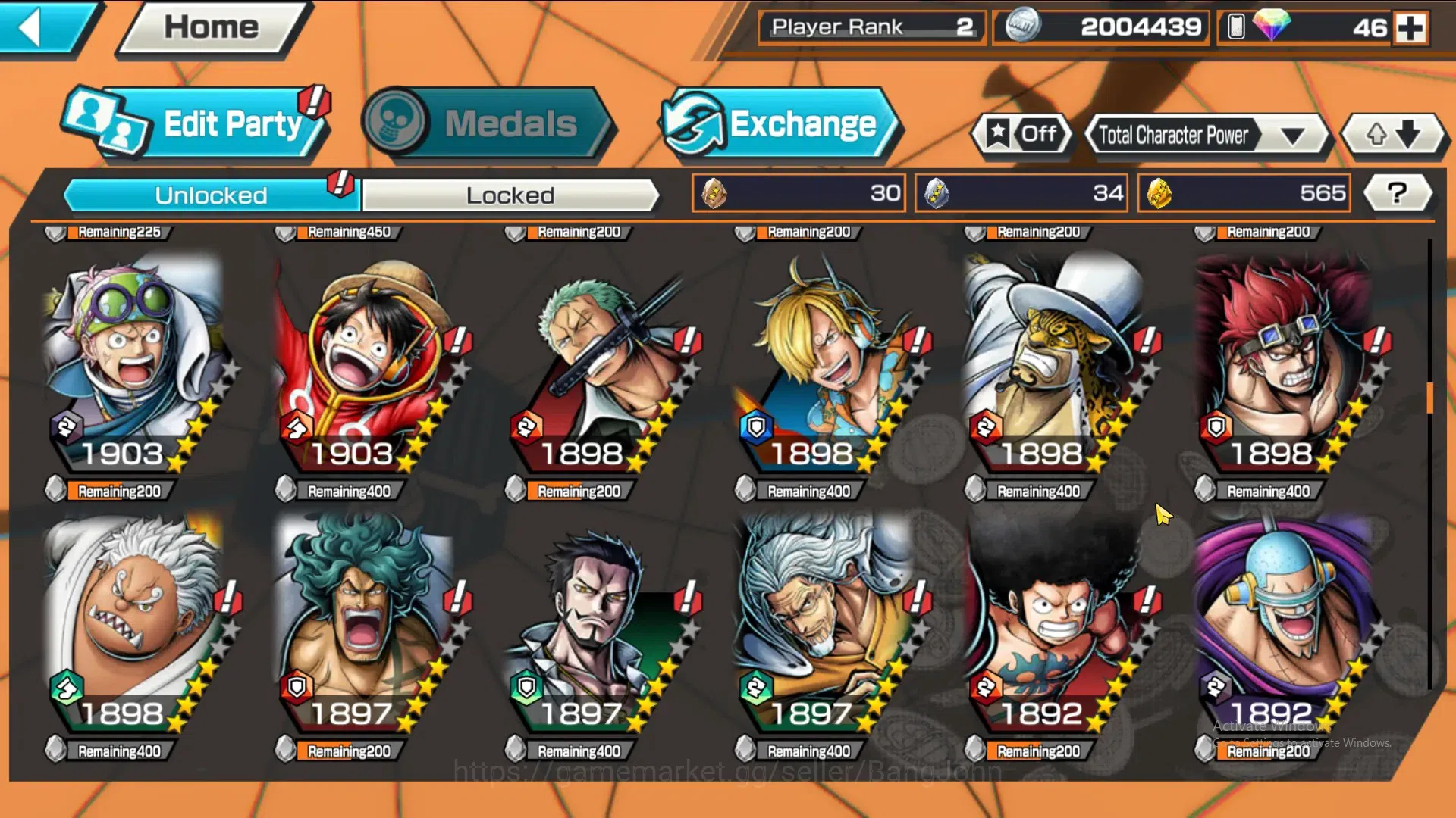 One Piece Bounty Rush Accounts GLOBAL|GF 565|4Ex|Monkey D Luffy,St Nusjuro,Law,Ka image 4
