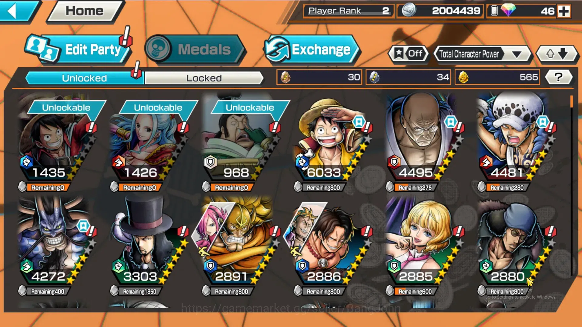 One Piece Bounty Rush Accounts GLOBAL|GF 565|4Ex|Monkey D Luffy,St Nusjuro,Law,Ka image 9