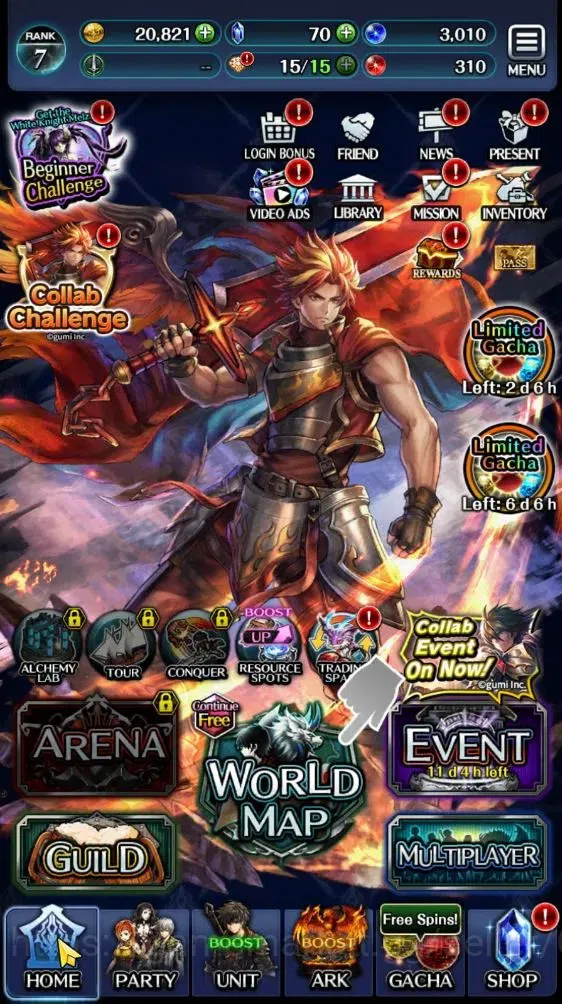 Last Cloudia Accounts Endgame GLOBAL|Rank 7|Collab Brave Frontier (Goddess Tilith,Fire God Vargas) Top Tier Unit (Goddess 4