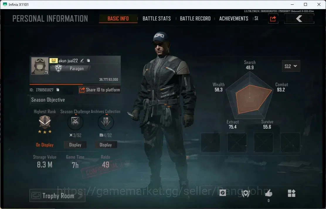 Arena Breakout Accounts Mobile | LV 29 | SV 8.3 M | CV 3.4 M | GM AK-12, F image 1