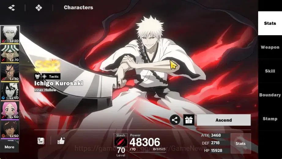 BLEACH: Soul Resonance Accounts NuverseSEA|Lvl 58|8 SSR|4 Sign|(Ichigo Inner Hollow B3+SignA2,Kisuke 3