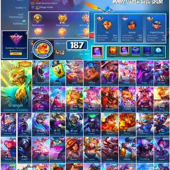 Mobile Legends: Bang Bang Accounts #4577 187 Skins | Karina Leona (KOF) | Cyclops SpongeBob (SPONGEBOB) | Granger Cosmic