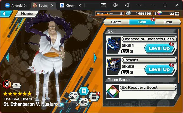 One Piece Bounty Rush Accounts Others GLOBAL|EX 3|PR 2|T5E St.Nusjuro,Divine Shank,Great Edward Newgate,etc|Log Bandai|Check 5