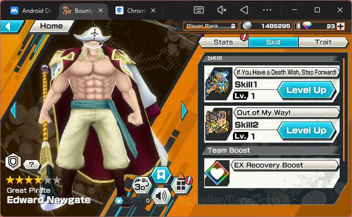 One Piece Bounty Rush Accounts Others GLOBAL|EX 3|PR 2|T5E St.Nusjuro,Divine Shank,Great Edward Newgate,etc|Log Bandai|Check 7
