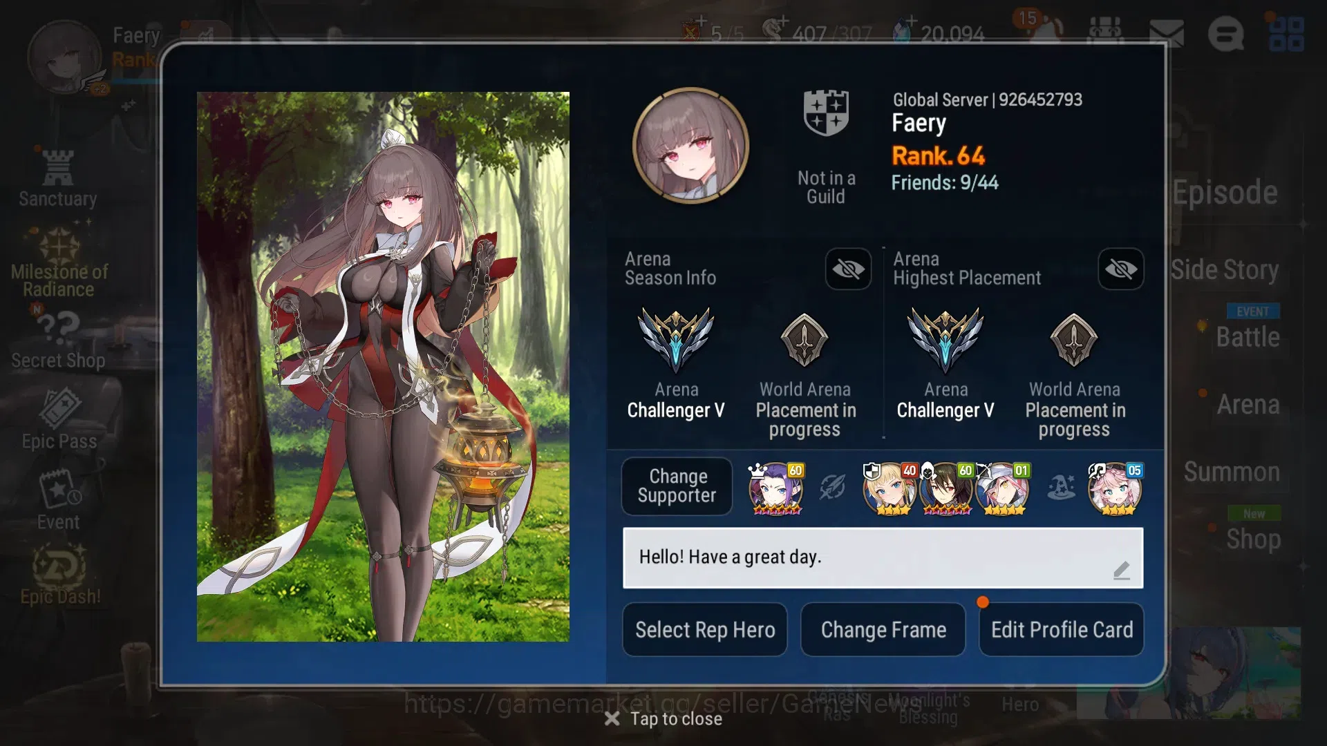 Epic Seven Accounts Mid-Tier GLOBAL Unverif|New Era|8 ML(Rhianna, S Taeyou, R Violet, etc)+ Estelle, A Ludwig, etc|Bless 2