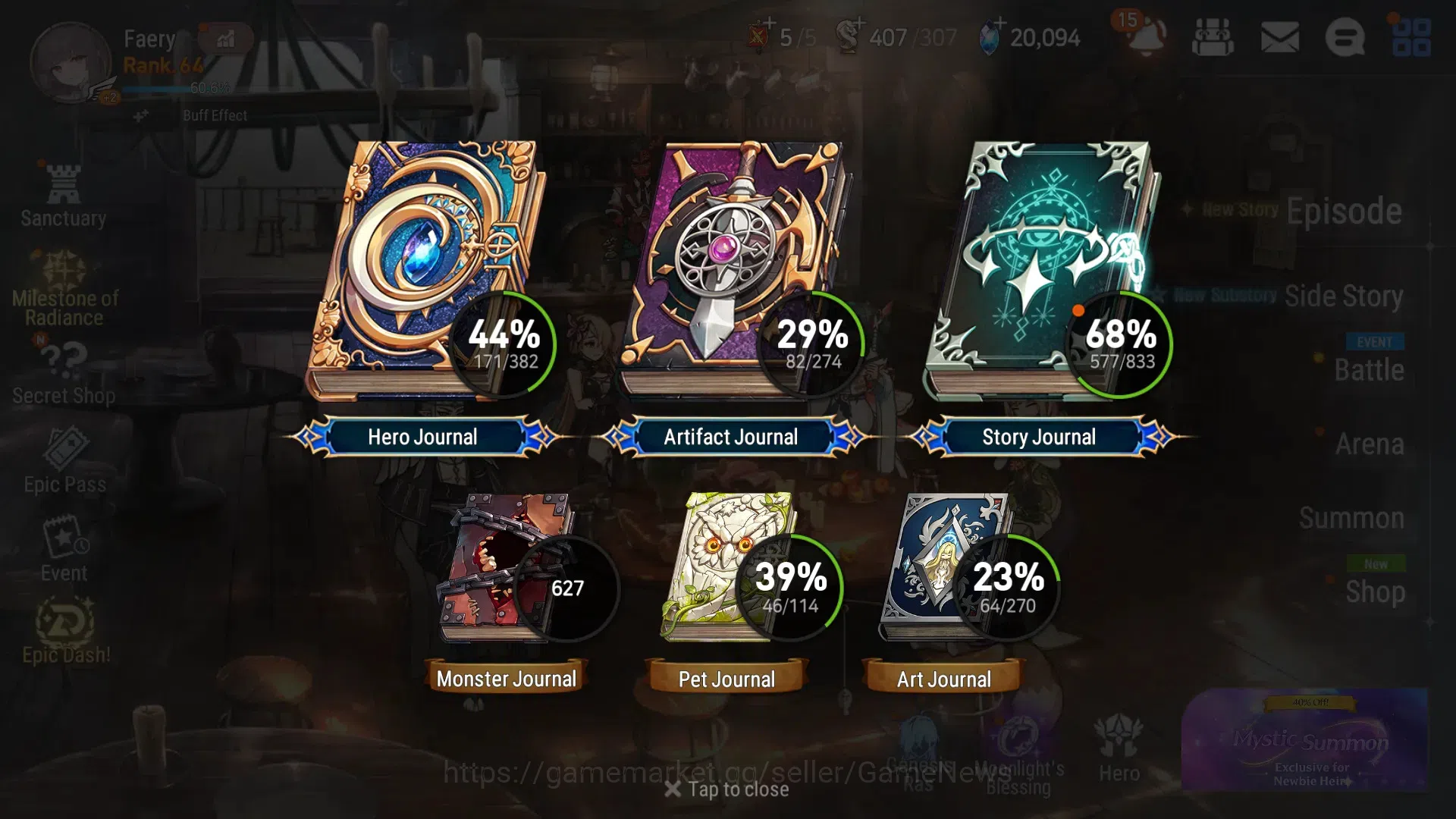 Epic Seven Accounts Mid-Tier GLOBAL Unverif|New Era|8 ML(Rhianna, S Taeyou, R Violet, etc)+ Estelle, A Ludwig, etc|Bless 3