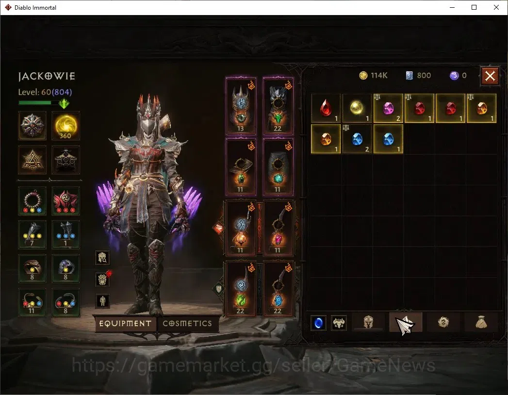 Diablo Immortal Accounts SA - Malah|CS ON|Lv60(804)|Tempest|35k CR|Reso 360 image 6