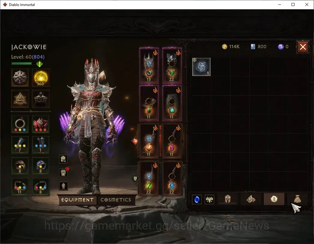 Diablo Immortal Accounts SA - Malah|CS ON|Lv60(804)|Tempest|35k CR|Reso 360 image 7
