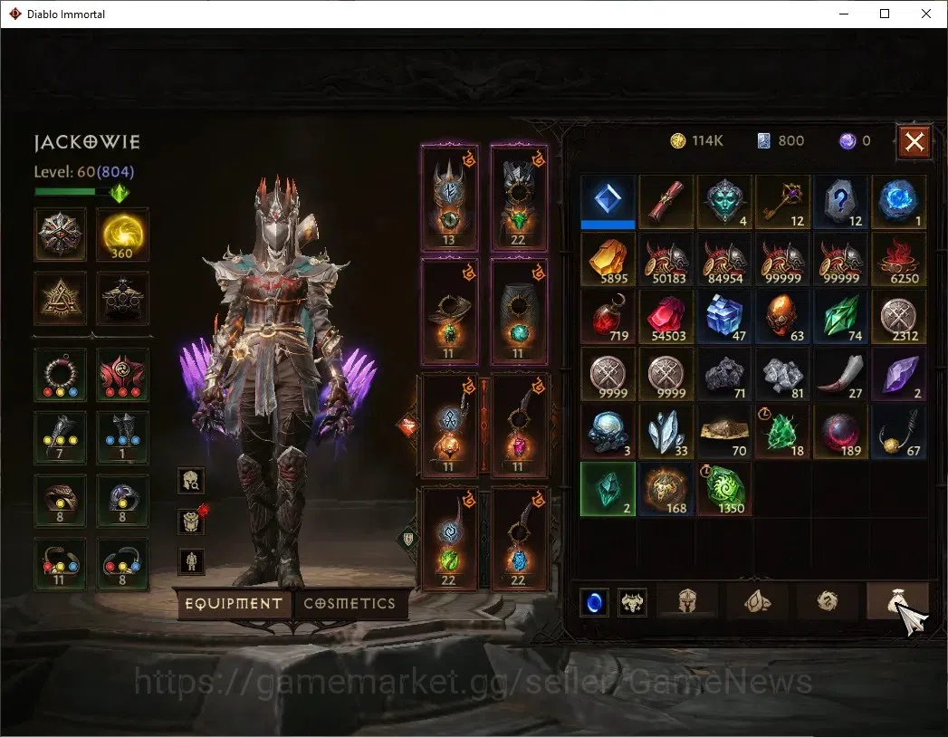 Diablo Immortal Accounts SA - Malah|CS ON|Lv60(804)|Tempest|35k CR|Reso 360 image 8