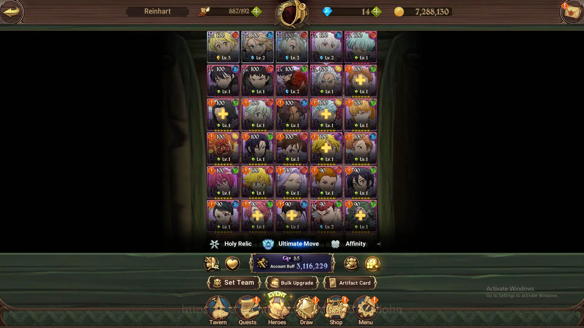 The Seven Deadly Sins: Grand Cross Accounts Others ASIA|3.1M CC|3LR Elaine3/6,Roxy,Elizabeth|Full collab FF|UR 6
