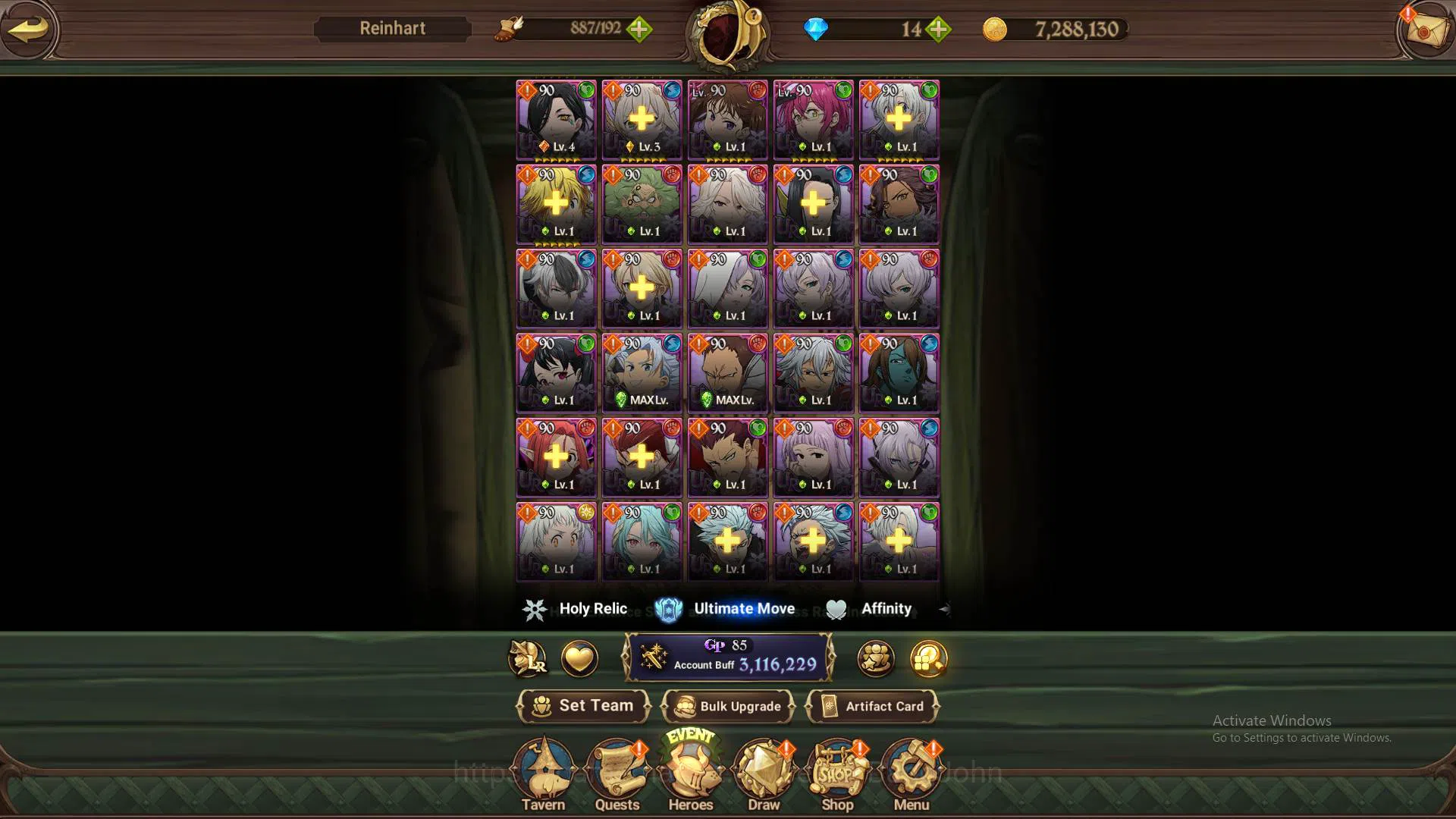 The Seven Deadly Sins: Grand Cross Accounts Others ASIA|3.1M CC|3LR Elaine3/6,Roxy,Elizabeth|Full collab FF|UR 7