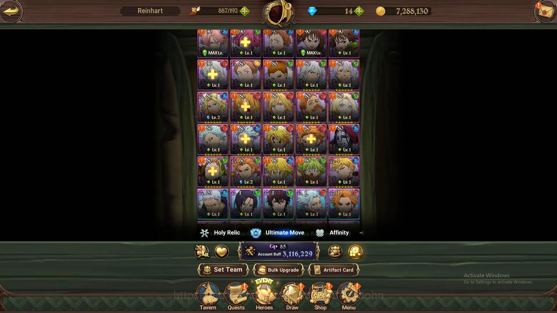 The Seven Deadly Sins: Grand Cross Accounts Others ASIA|3.1M CC|3LR Elaine3/6,Roxy,Elizabeth|Full collab FF|UR 9