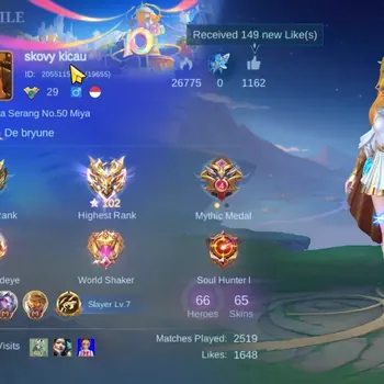 Mobile Legends: Bang Bang Accounts Others Hero 66|Skin 65|Ex Immo 102|[Alucard,Harith]LBorn,Hanabi VENOM,3