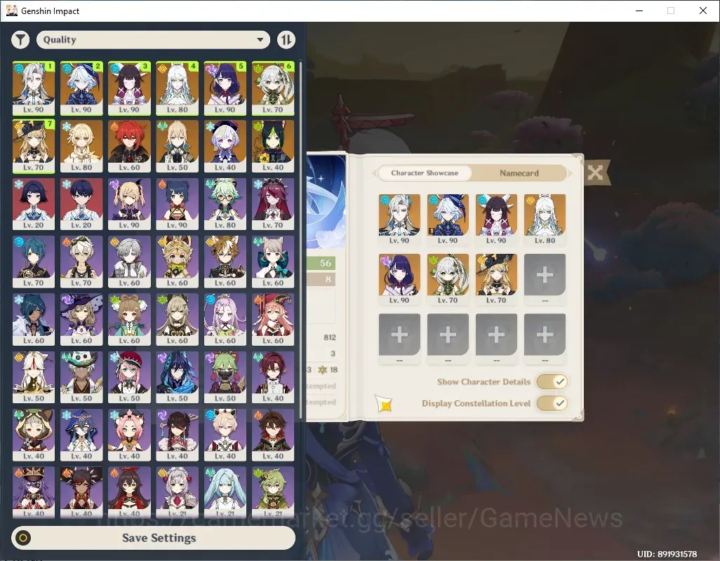 Genshin Impact Accounts Mid Game Asia|AR 56|7 Limited + 4 (*5 Weapon)|Furina 1