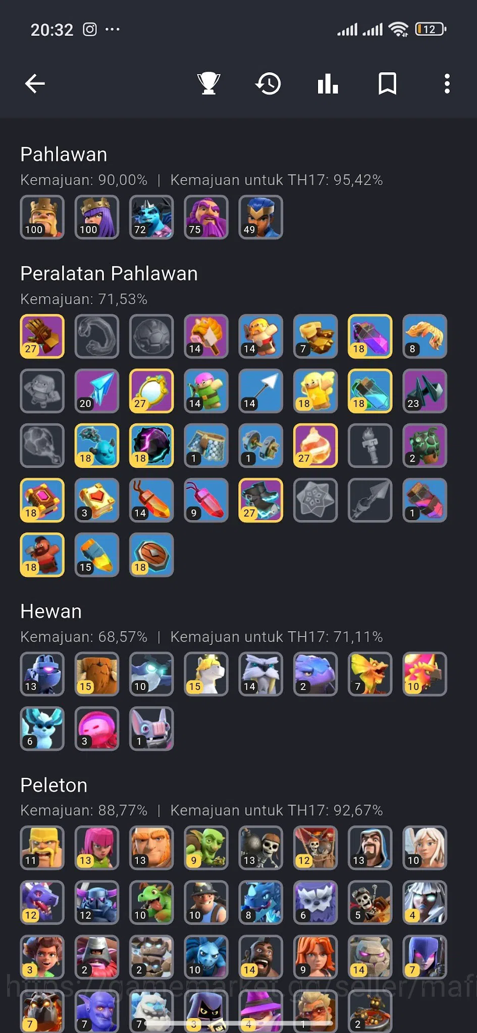 Clash of Clans Accounts TH17 | Global Rank 43, Max BK/AQ 100, RC 75, 3x Ep image 19