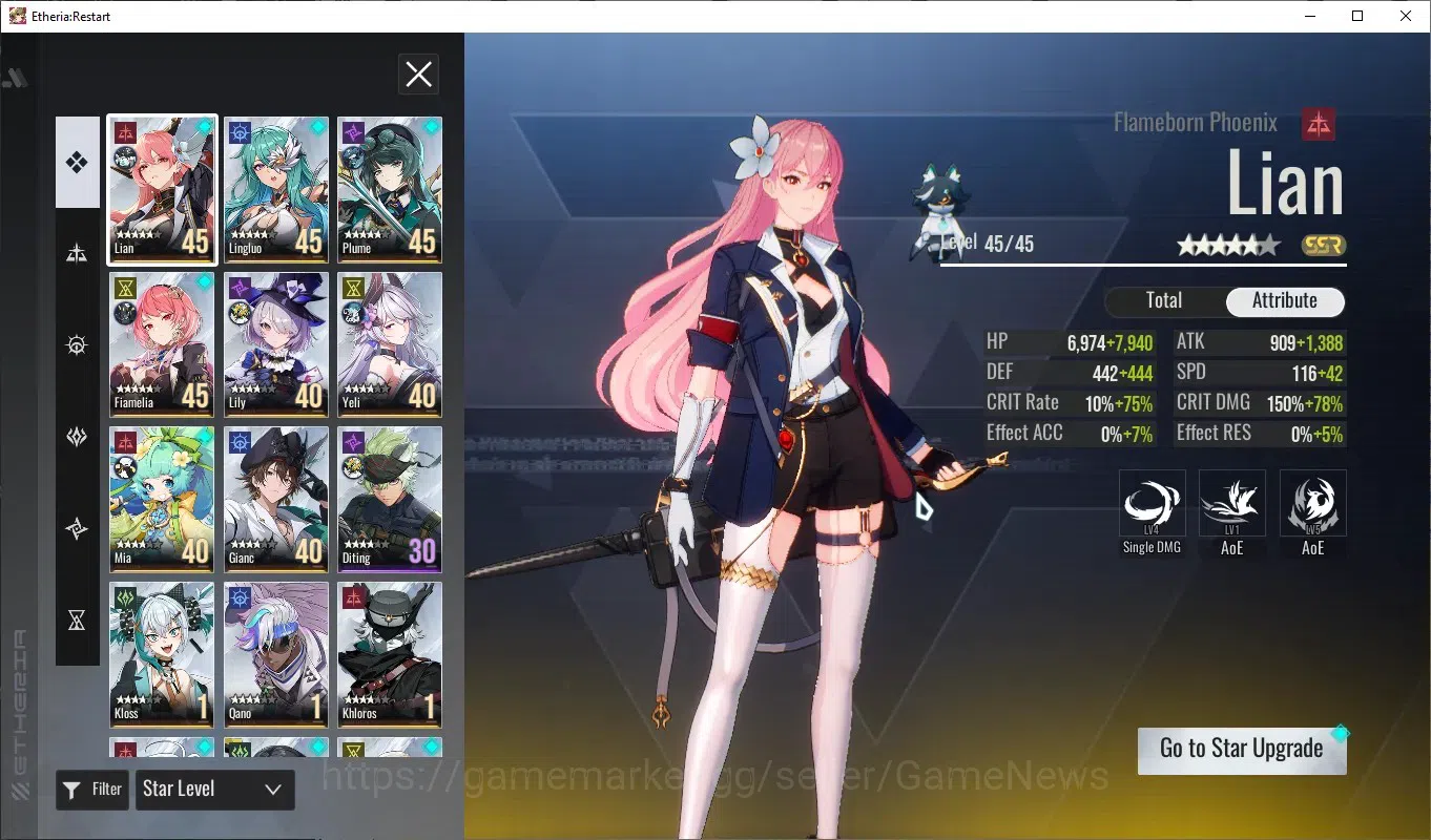 Etheria: Restart Accounts Global-S24|Lv24|11 SSR[Lian,Lingluo,Plume,Fiamelia image 2