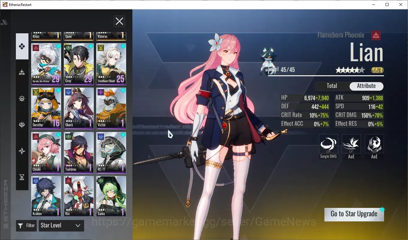 Etheria: Restart Accounts Global-S24|Lv24|11 SSR[Lian,Lingluo,Plume,Fiamelia image 3