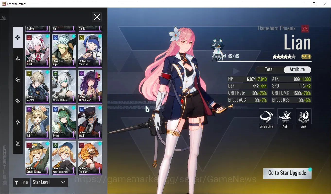 Etheria: Restart Accounts Global-S24|Lv24|11 SSR[Lian,Lingluo,Plume,Fiamelia image 4