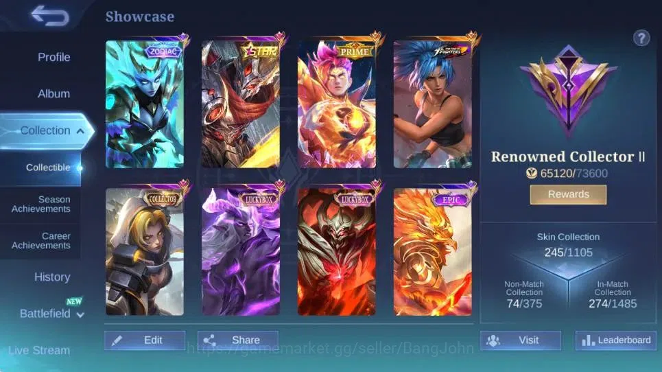 Mobile Legends: Bang Bang Accounts Global|Hero 129|Skin 245|Renowned|Collector Natali image 17