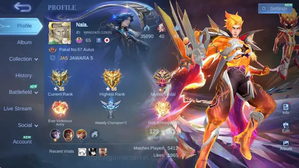 Mobile Legends: Bang Bang Accounts Global|Hero 129|Skin 245|Renowned|Collector Natali image 18