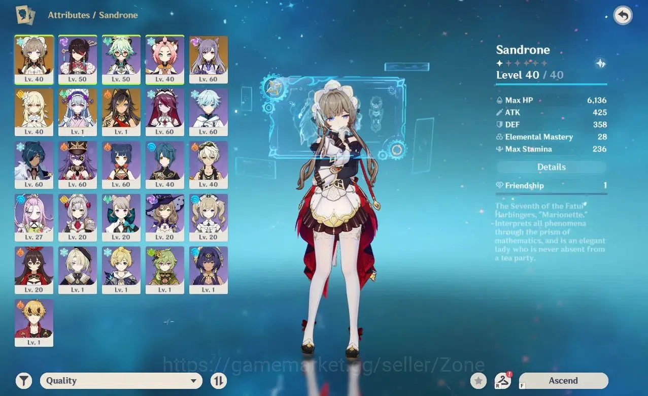 Genshin Impact Accounts ASIA|AR 41|WL4|Starter Sandrone+2Std*5|All Unset|T image 2