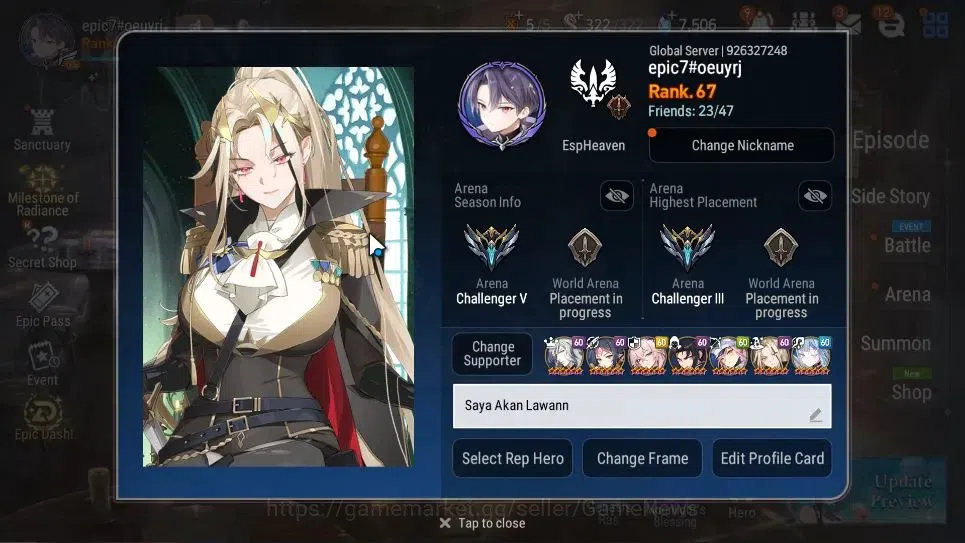 Epic Seven Accounts GLOBAL UnVerif|19 ML(BArunka,HarSeti,Belian,Etc)+A image 2